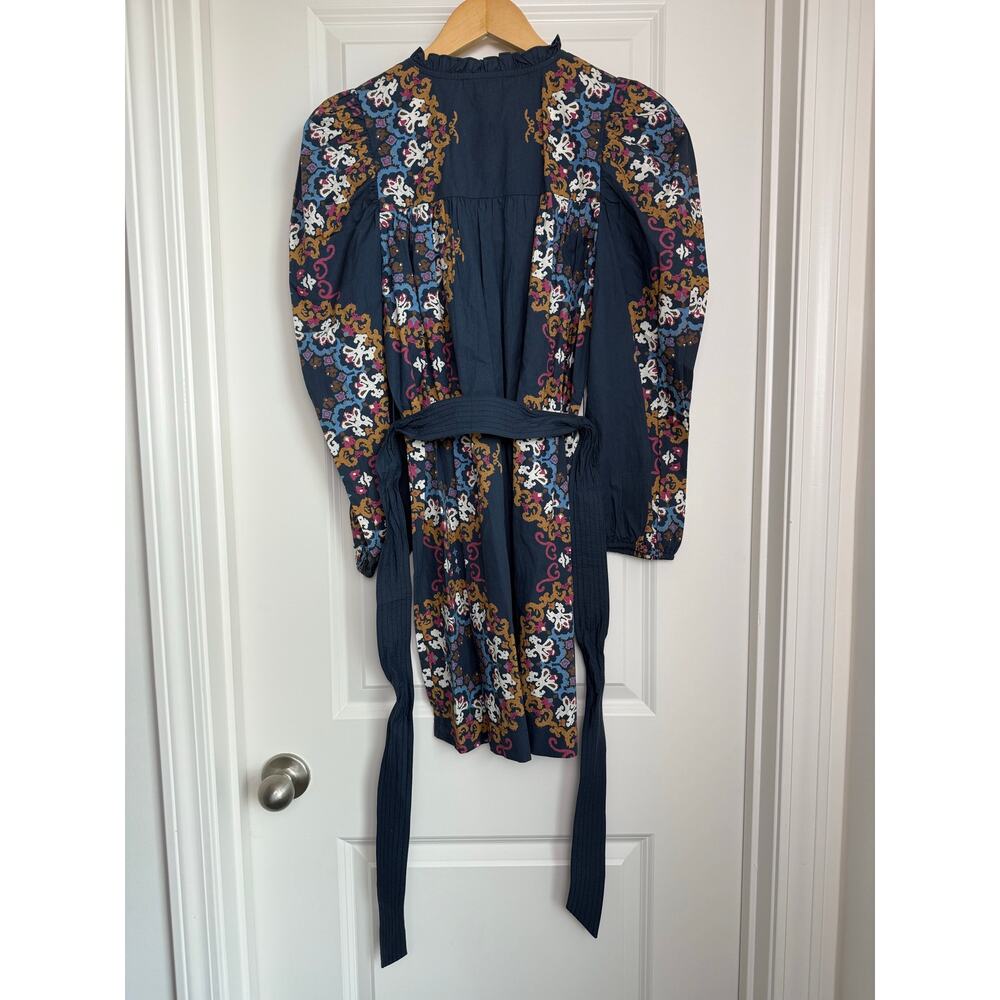 NWOT Cleobella Ivana Mini Boho Autumn Dress Organic Cotton Venezia Blue Small - Picture 8 of 9